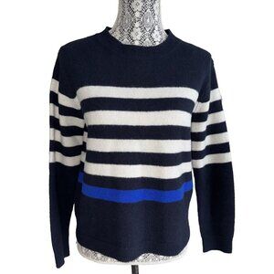 Zara Striped Sweater,100 % wool, Navy blue & white, medium, woman's, preppy‎